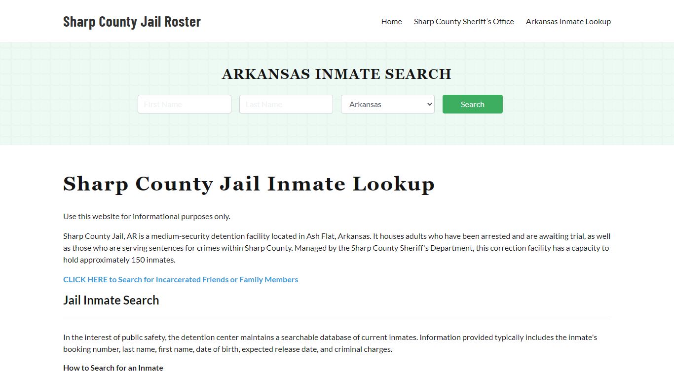 Sharp County Jail Roster Lookup, AR, Inmate Search